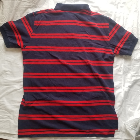 POLO Ralph Lauren red blue striped polo large shirt vintage - Picture 8 of 8